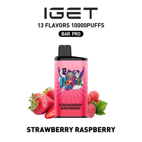 IGET BAR PRO 10000Puffs STRAWBERRY RASPBERRY  (10PCS)
