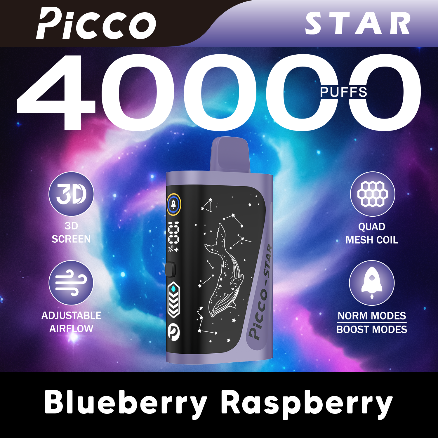 Picco STAR 40000PUFFS Blueberry Raspberry
