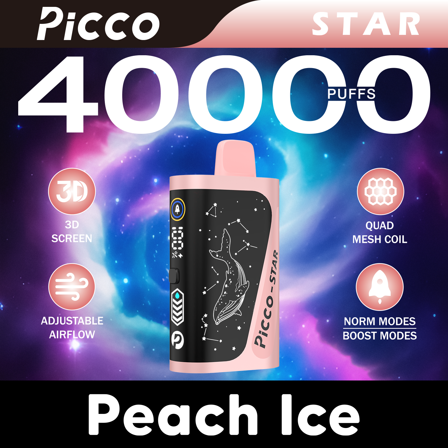 Picco STAR 40000PUFFS Peach Ice