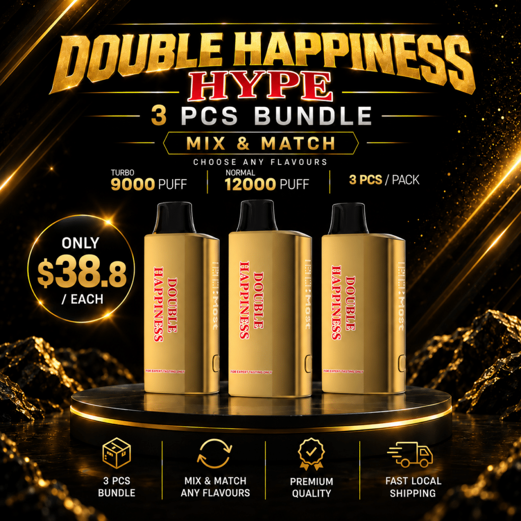Double Happiness Hype 12000 Puffs device with dot-matrix side screen