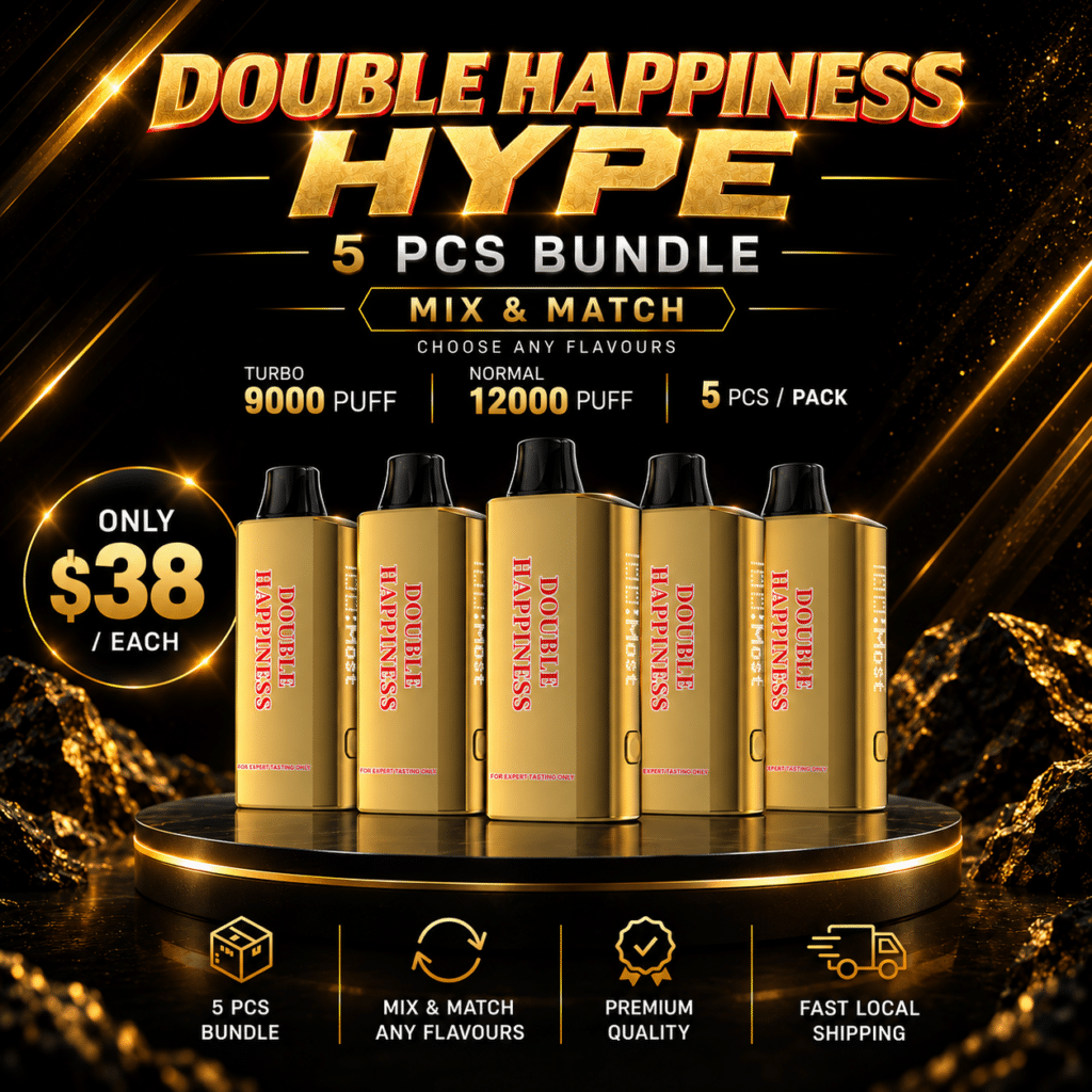 Double Happiness Hype 12000 Puffs device with dot-matrix side screen