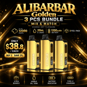 ALIBARBAR Golden 12000 Puffs 3 Pack gold device product image
