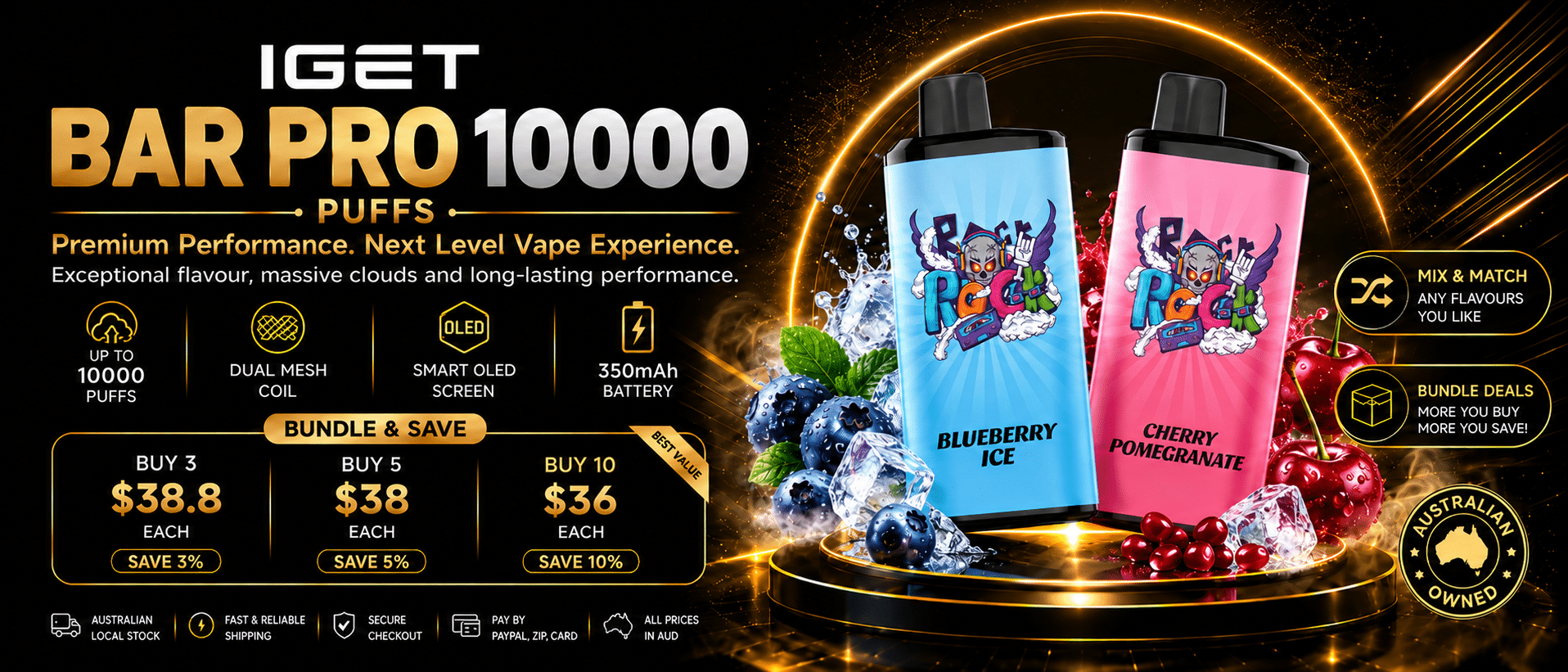 IGET BAR PRO 10K product information graphic